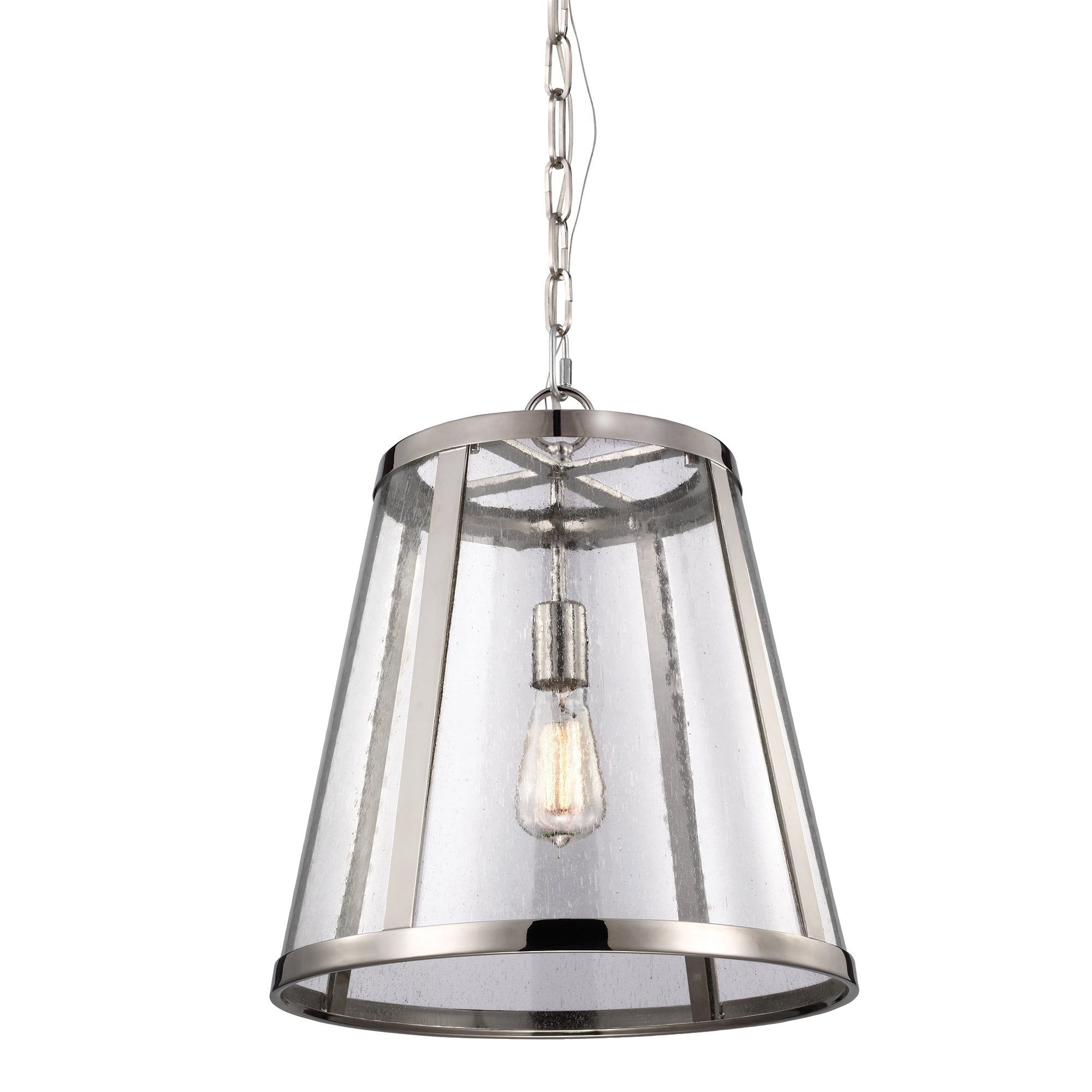 Harrow 1Lt Medium Pendant Ceiling Light - Polished Nickel Finish