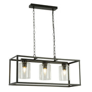 Helix 3Lt Kitchen Light - Black Metal & Clear Glass