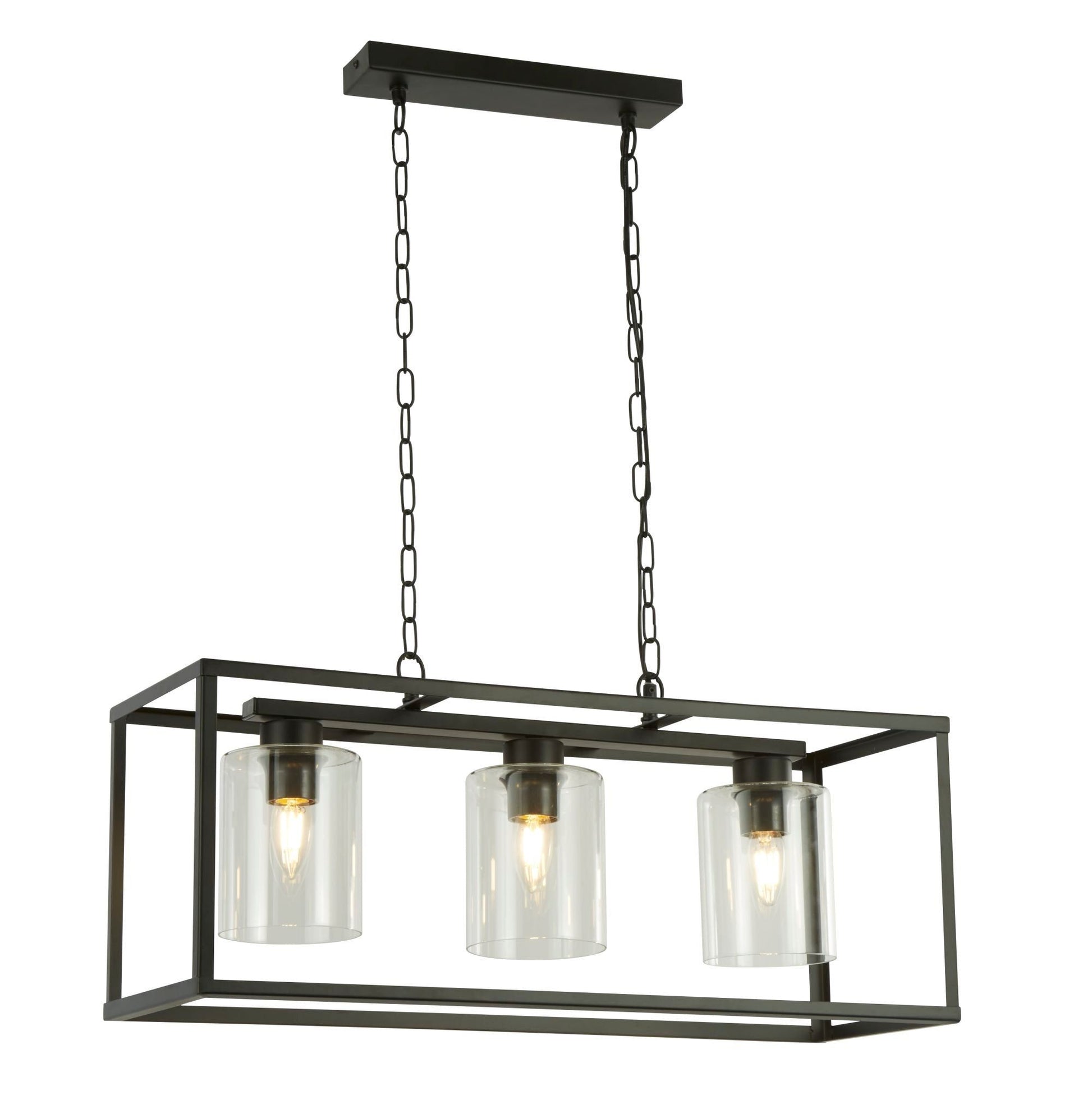 Helix 3Lt Kitchen Light - Black Metal & Clear Glass