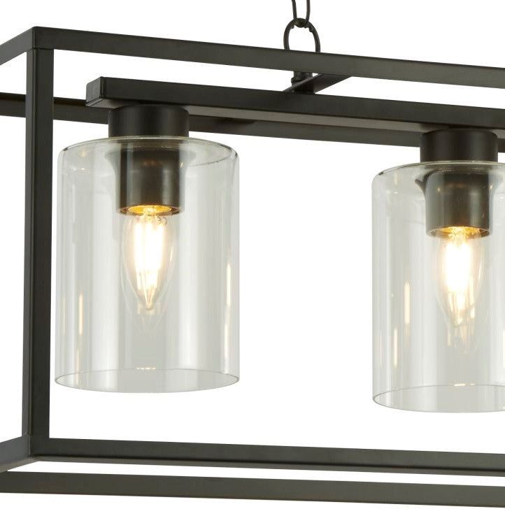 Helix 3Lt Kitchen Light - Black Metal & Clear Glass