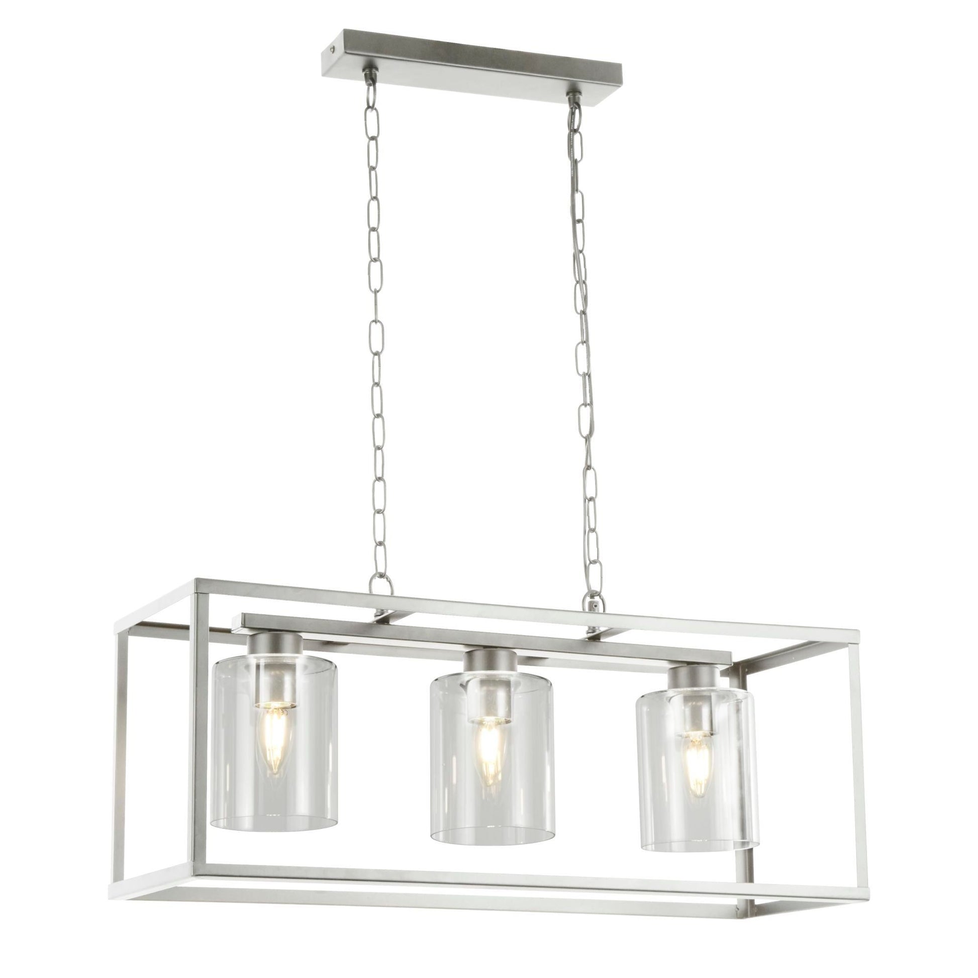 Helix 3Lt Kitchen Light -Satin Silver & Clear Glass
