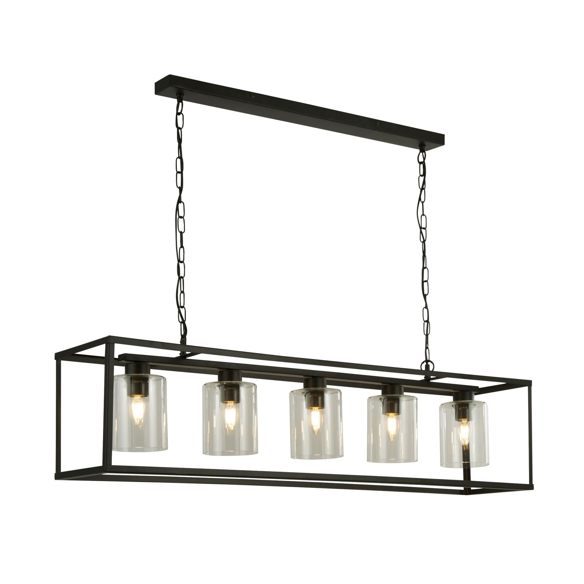 Helix 5Lt Kitchen Light -Black Metal & Clear Glass