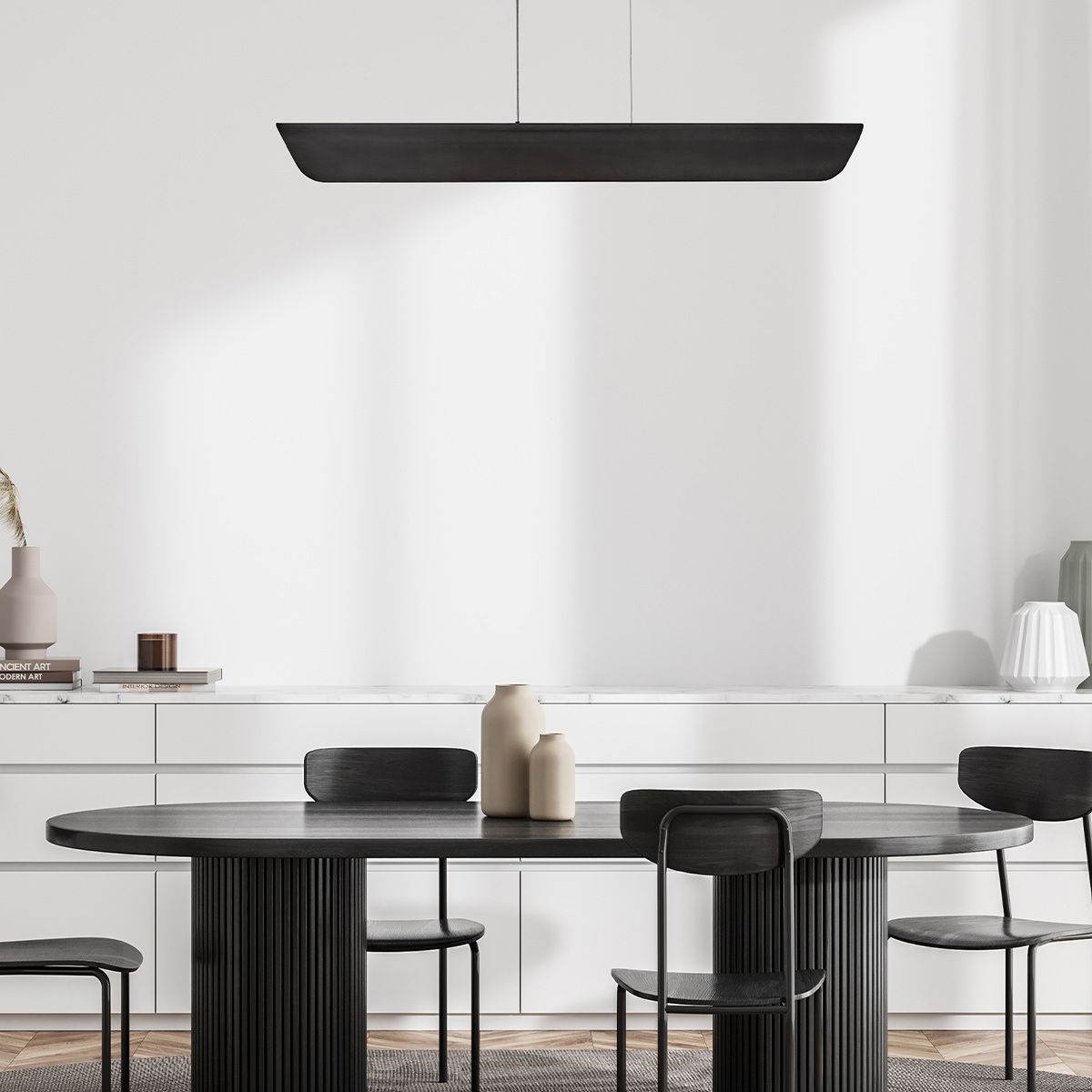 Hinkley Arco Linear LED pendant - Heritage Brass/ Black