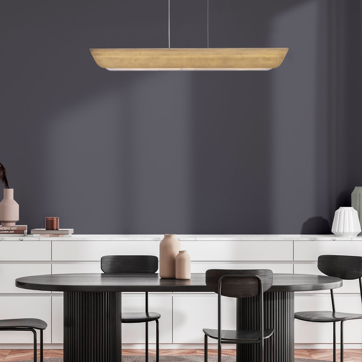 Hinkley Arco Linear LED pendant - Heritage Brass/ Black
