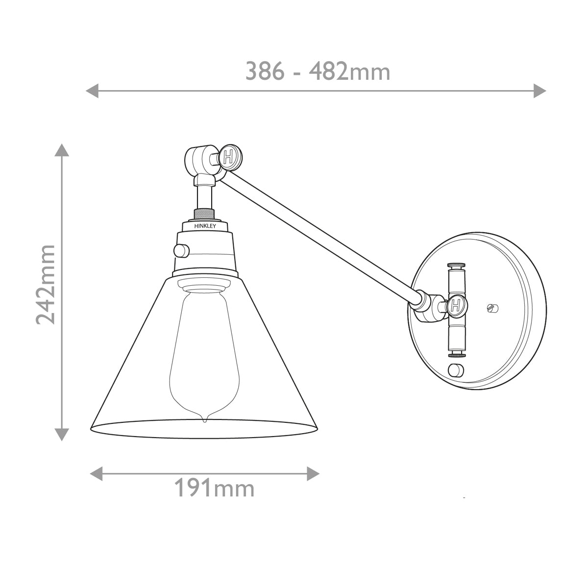 Hinkley Arti 1 lt Wall Light - E27