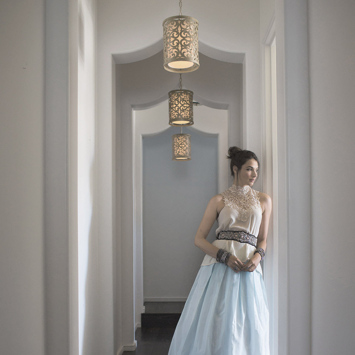 Carabel 1 Light Mini Pendant - Brushed Champagne E27