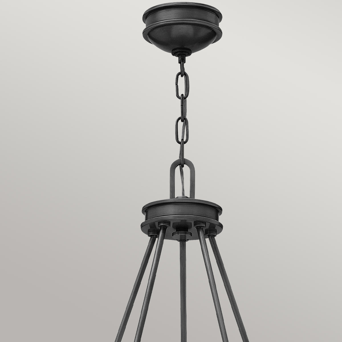 Collier 5 lt Chandelier with clear Seeded glass on arms and off-white centre glass - Black Oxide E27