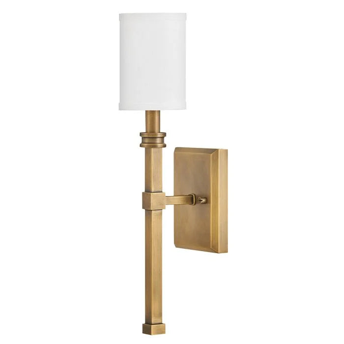Hinkley Moore 1 lt Wall Light - Heritage Brass with Ivory Linen Shade