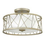 Nest 3 Light Semi-Flush - Silver Leaf, Linen Glass E27
