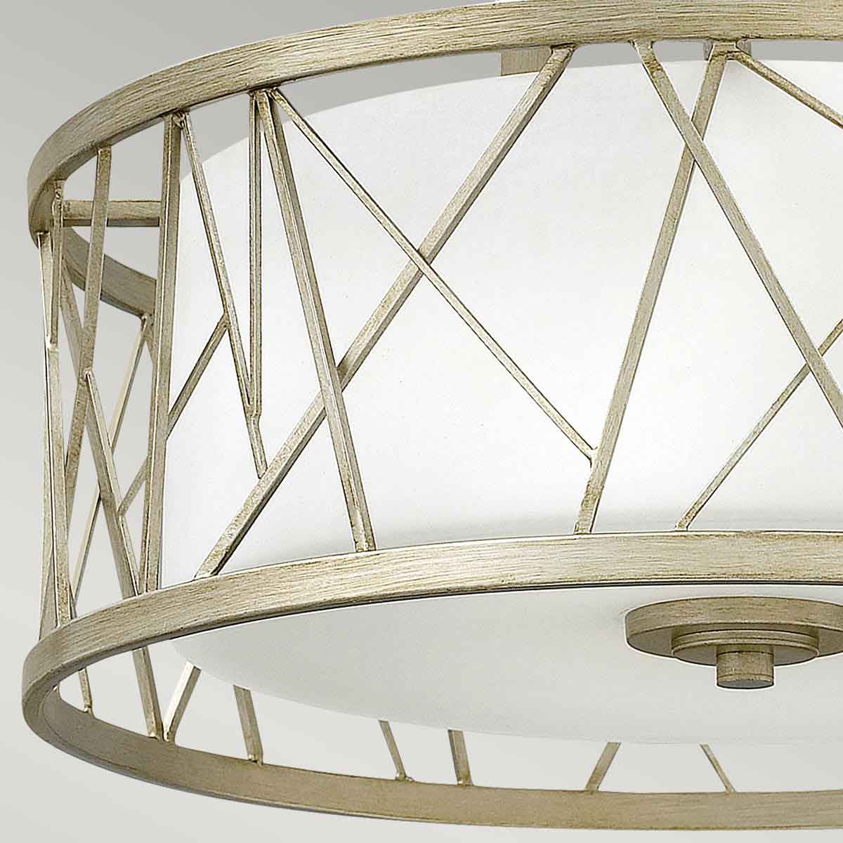 Nest 3 Light Semi-Flush - Silver Leaf, Linen Glass E27