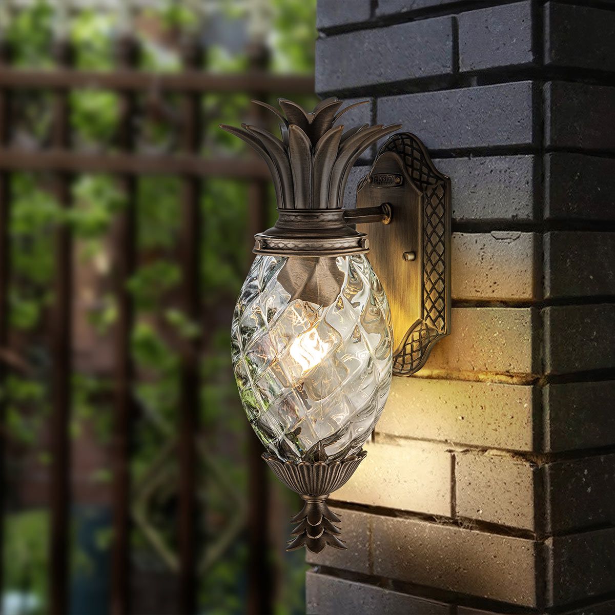 Plantation 1Lt Outdoor Wall Lantern - Burnished Bronze/Black E27 IP44