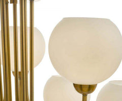 Indra 9 Light Pendant Natural Brass With Opal Glass - Cusack Lighting