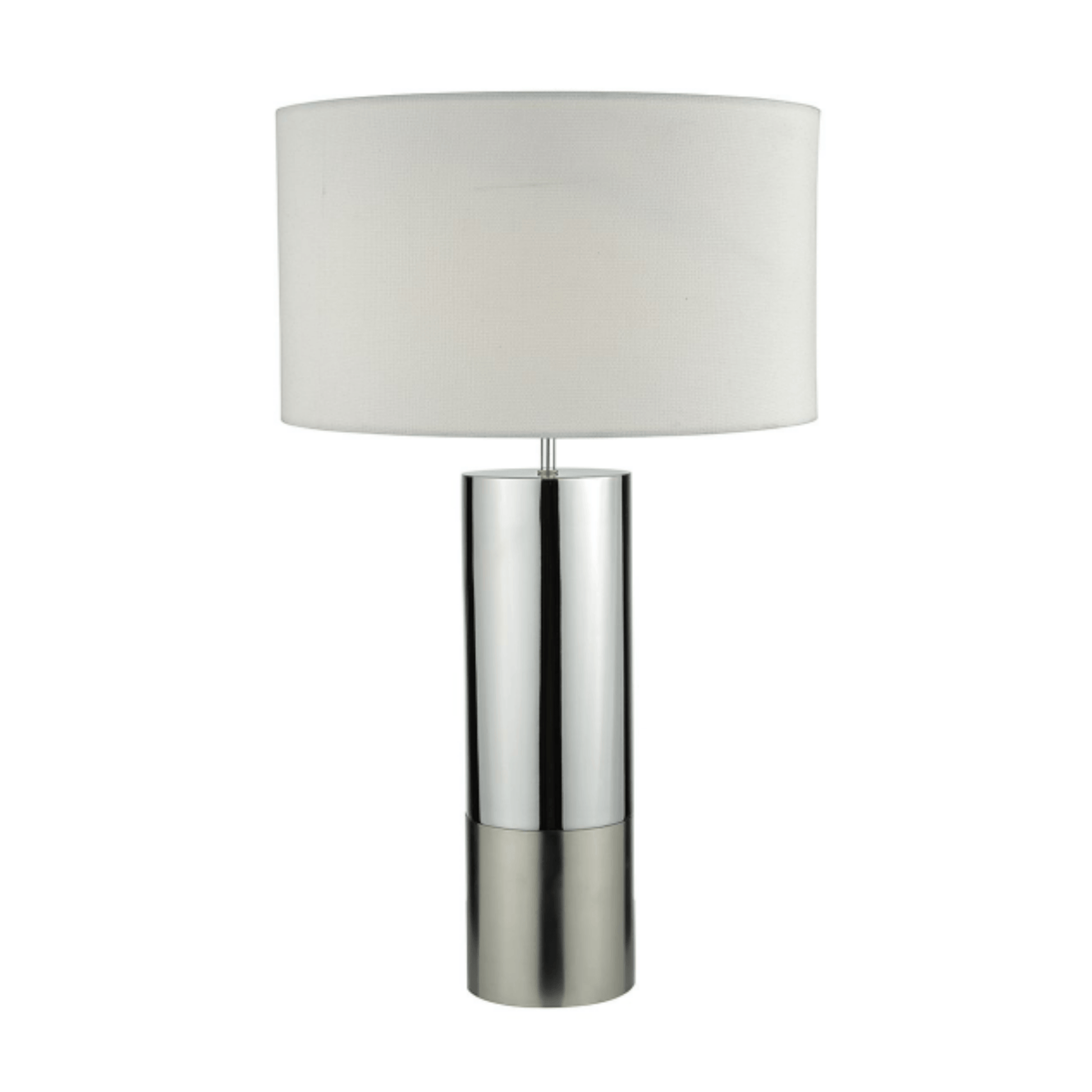 Dar Ingleby Table Lamp 2 Tone Base Polished Chrome And Brushed Chrome With Shade - Cusack Lighting