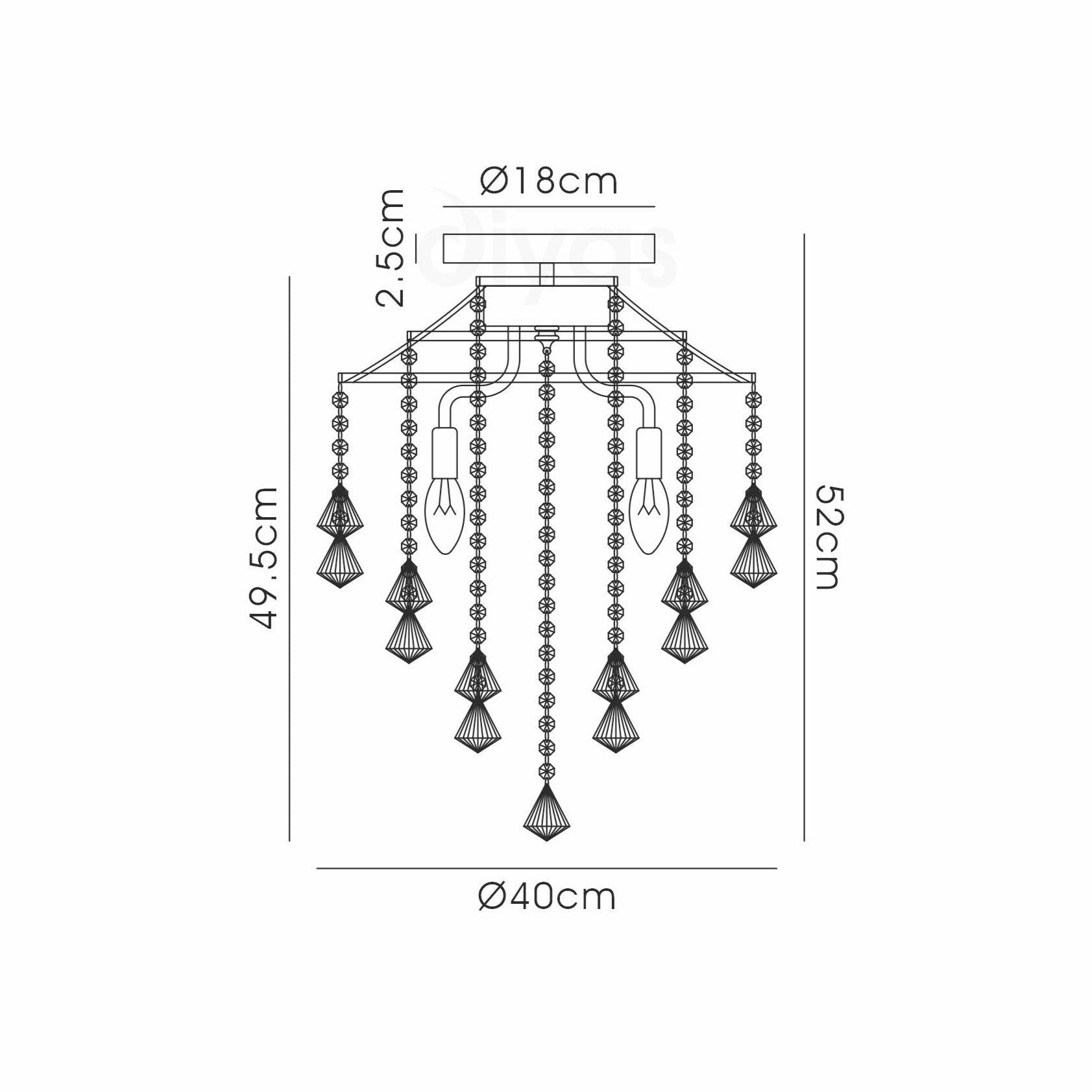Inina Ceiling 4 Light E14 Polished Chrome/Crystal