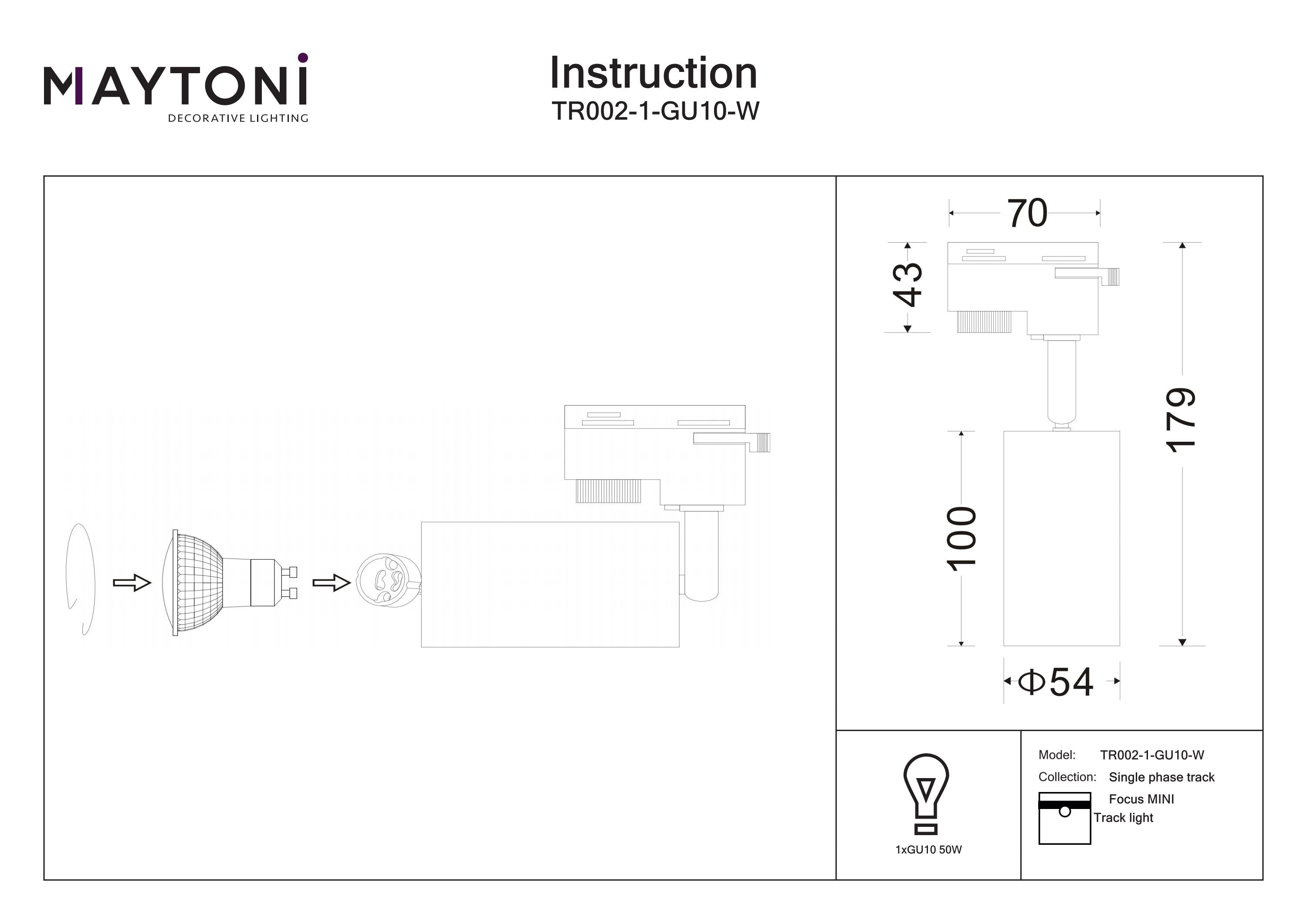 Focus Unity MINI Track Light GU10
