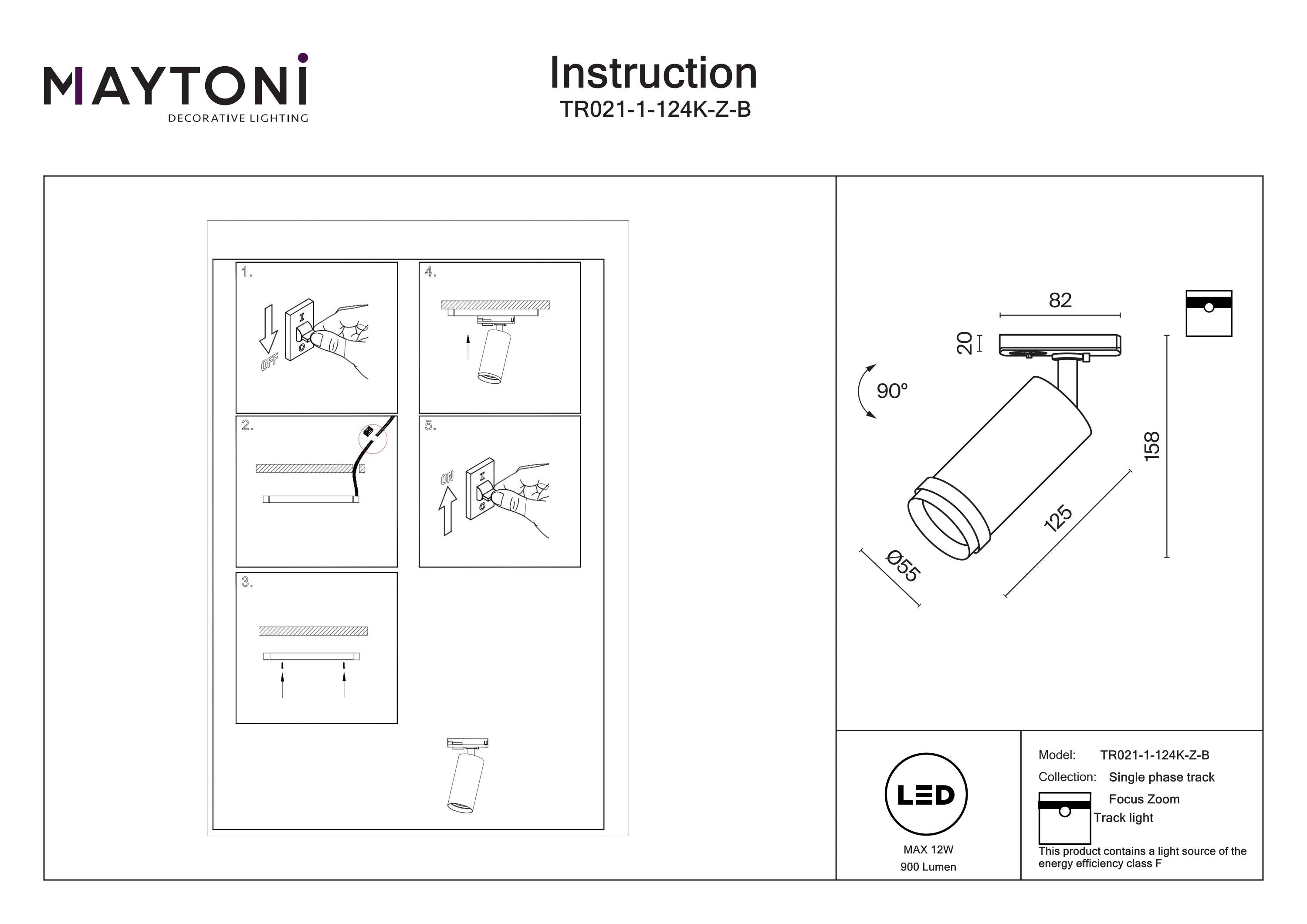 Focus Unity Zoom Track Luminaire -Integrated LED Non Dimmable