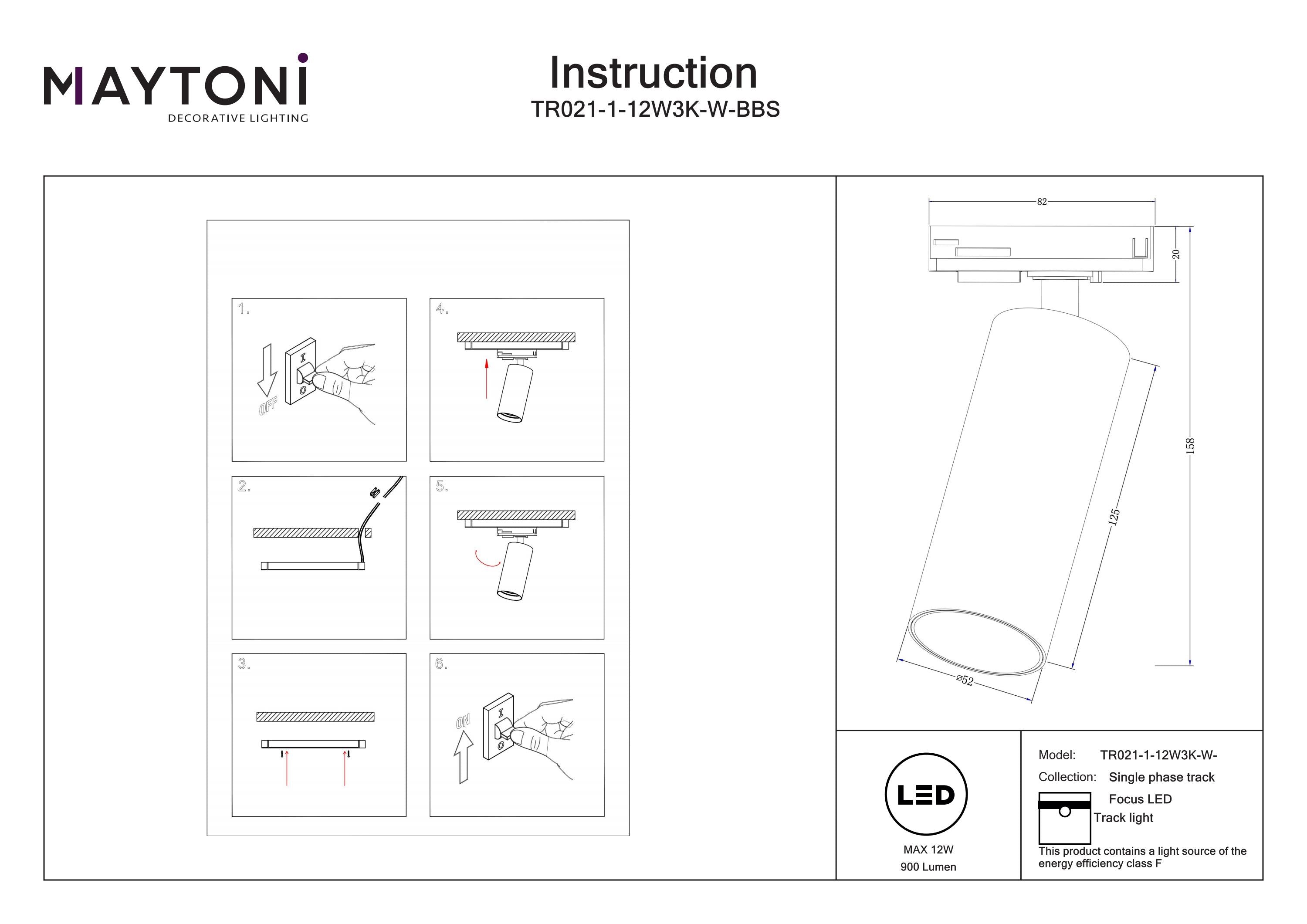 Focus Unity LED  Track Luminaire -Integrated LED Non Dimmable