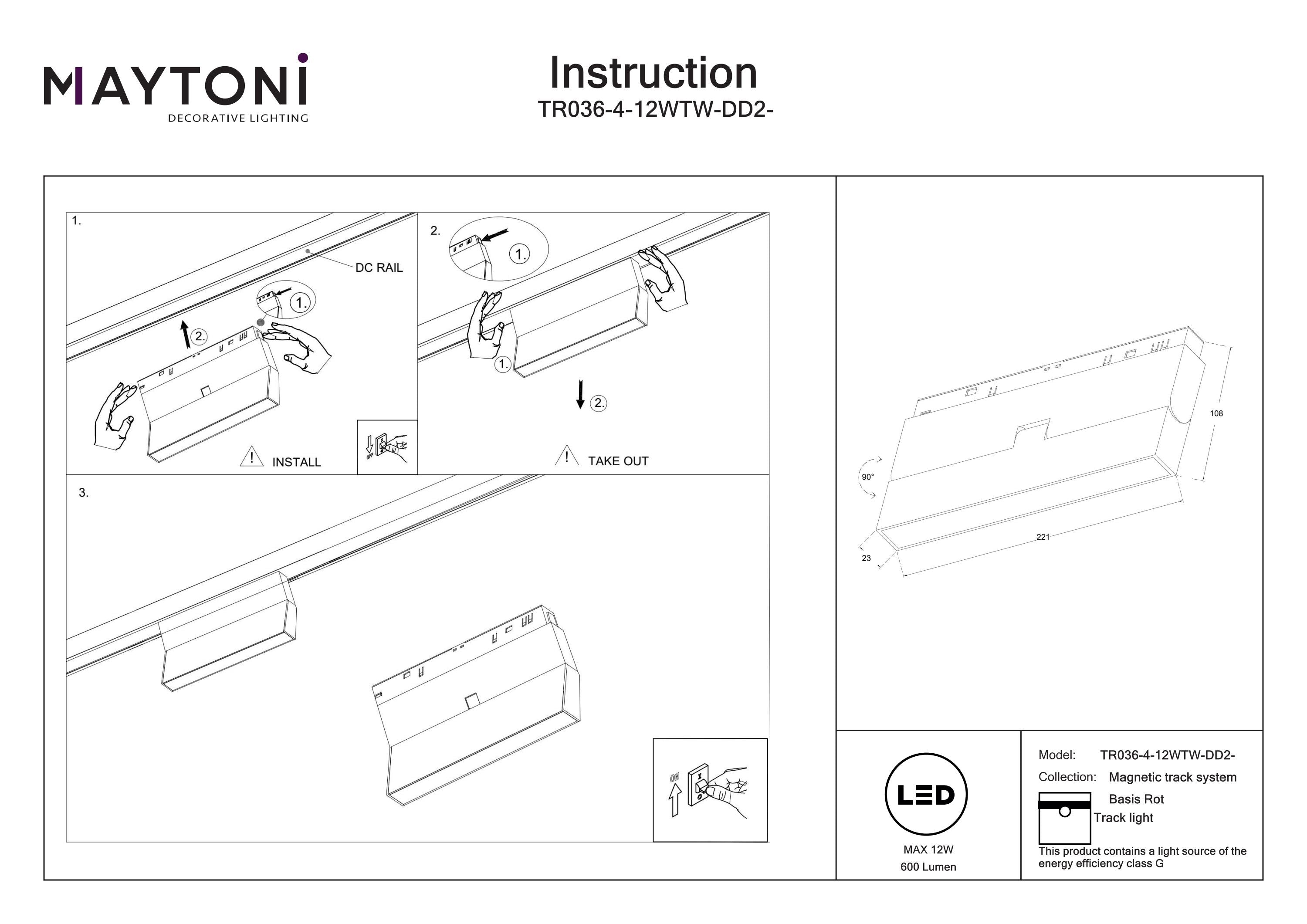 Track Lighting Basis Rot Magnetic track system Exility 12W 120° 2700-6000K