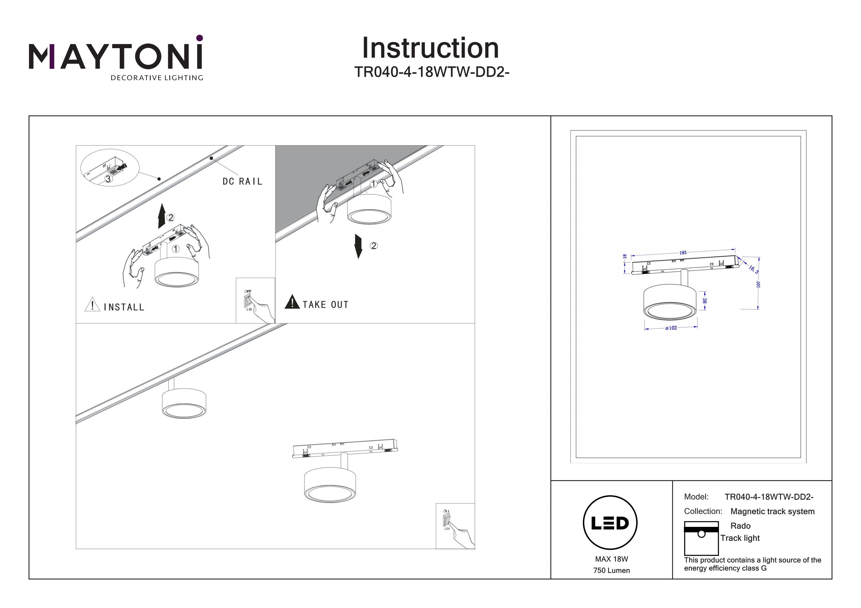 Track Lighting Rado Magnetic track system Exility 2700K 18W 120°