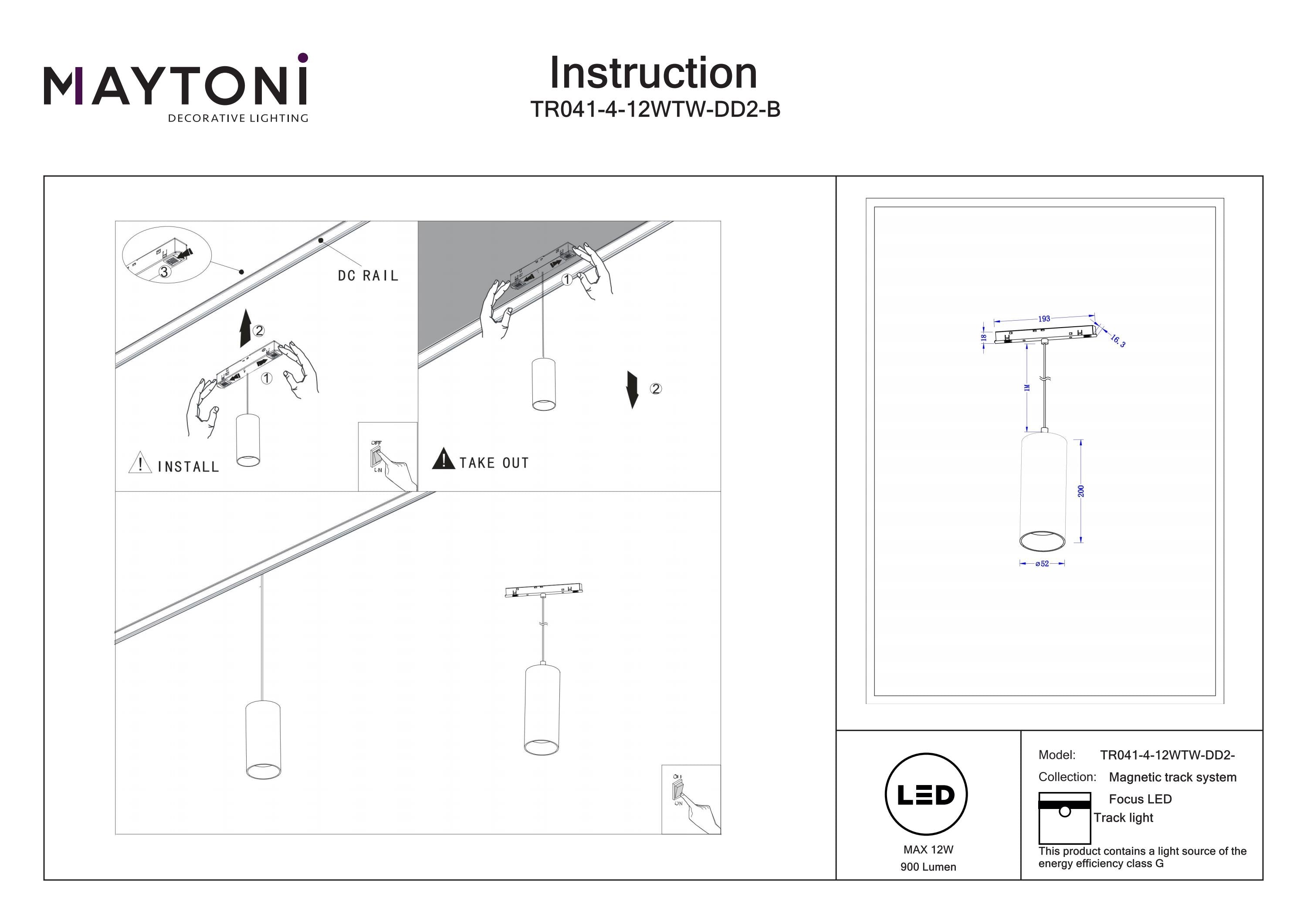 Track Lighting Focus LED Magnetic track system Exility 2700K 12W 36°