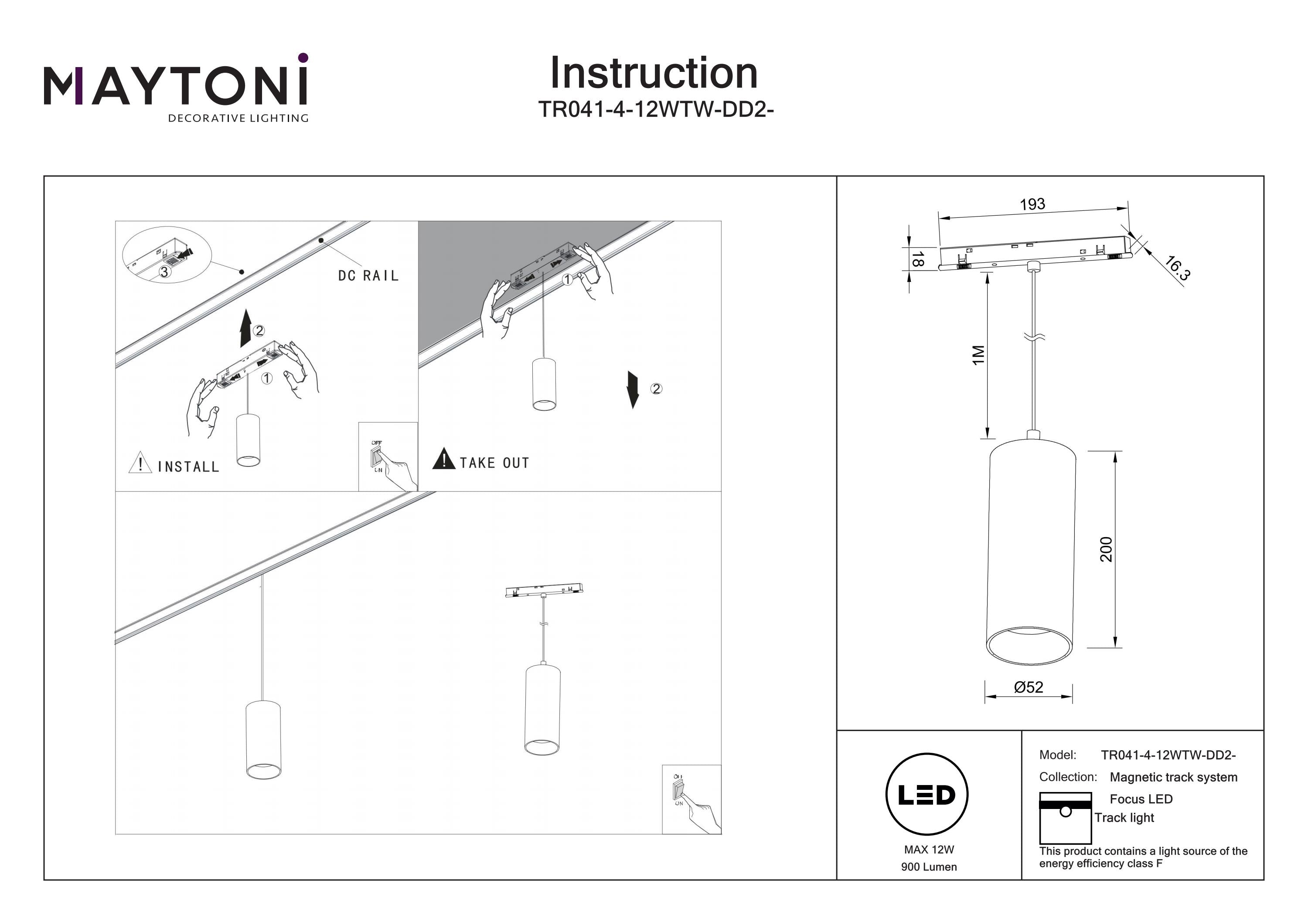 Track Lighting Focus LED Magnetic track system Exility 2700K 12W 36°