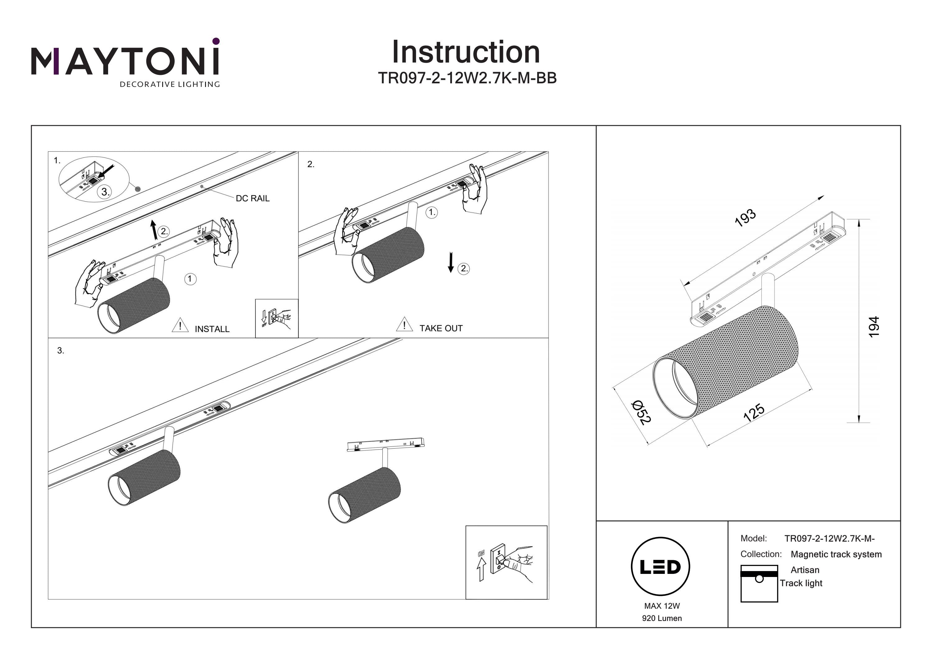 Track Lighting Artisan Magnetic track system Exility 12W 36°