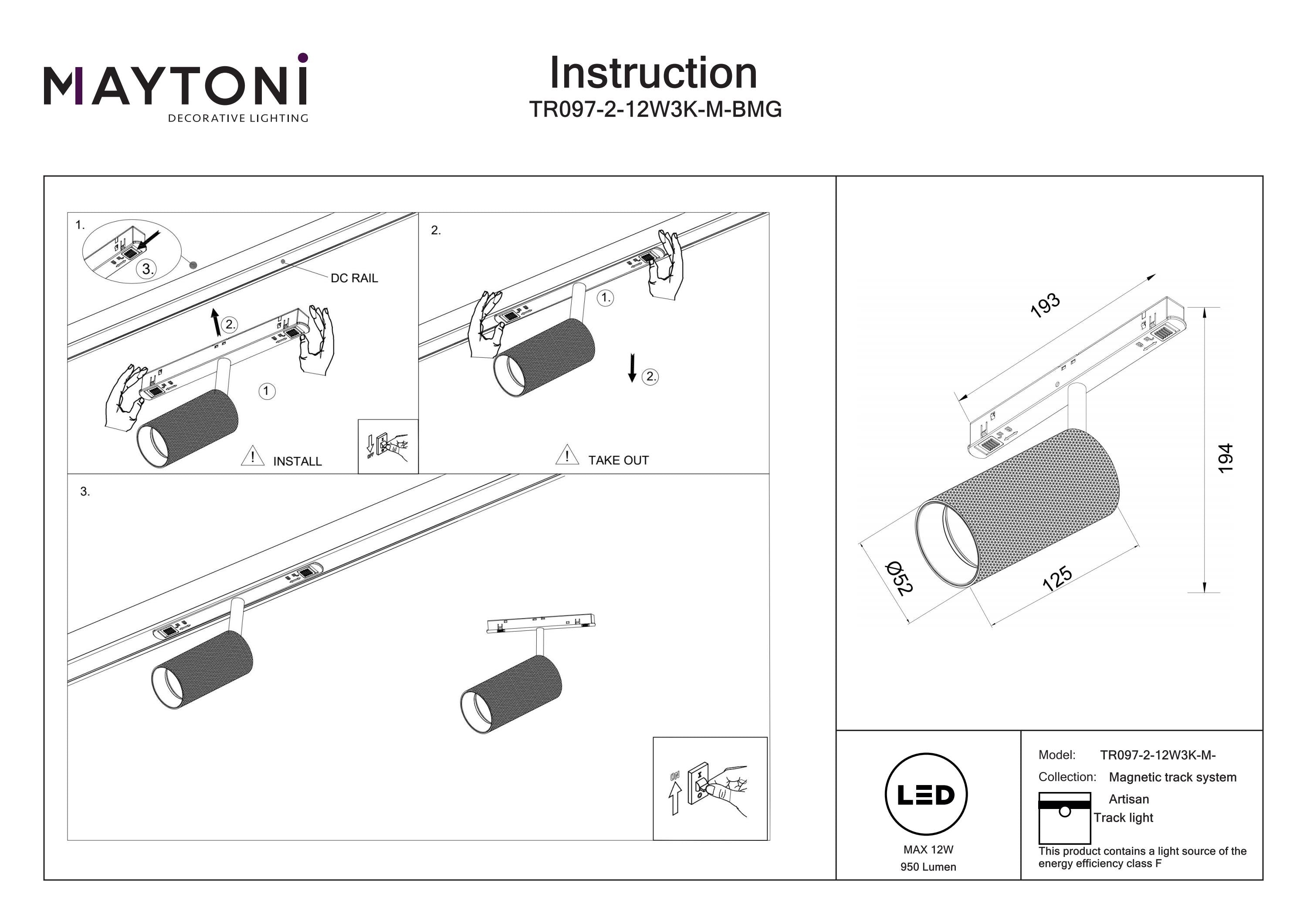 Track Lighting Artisan Magnetic track system Exility 12W 36°