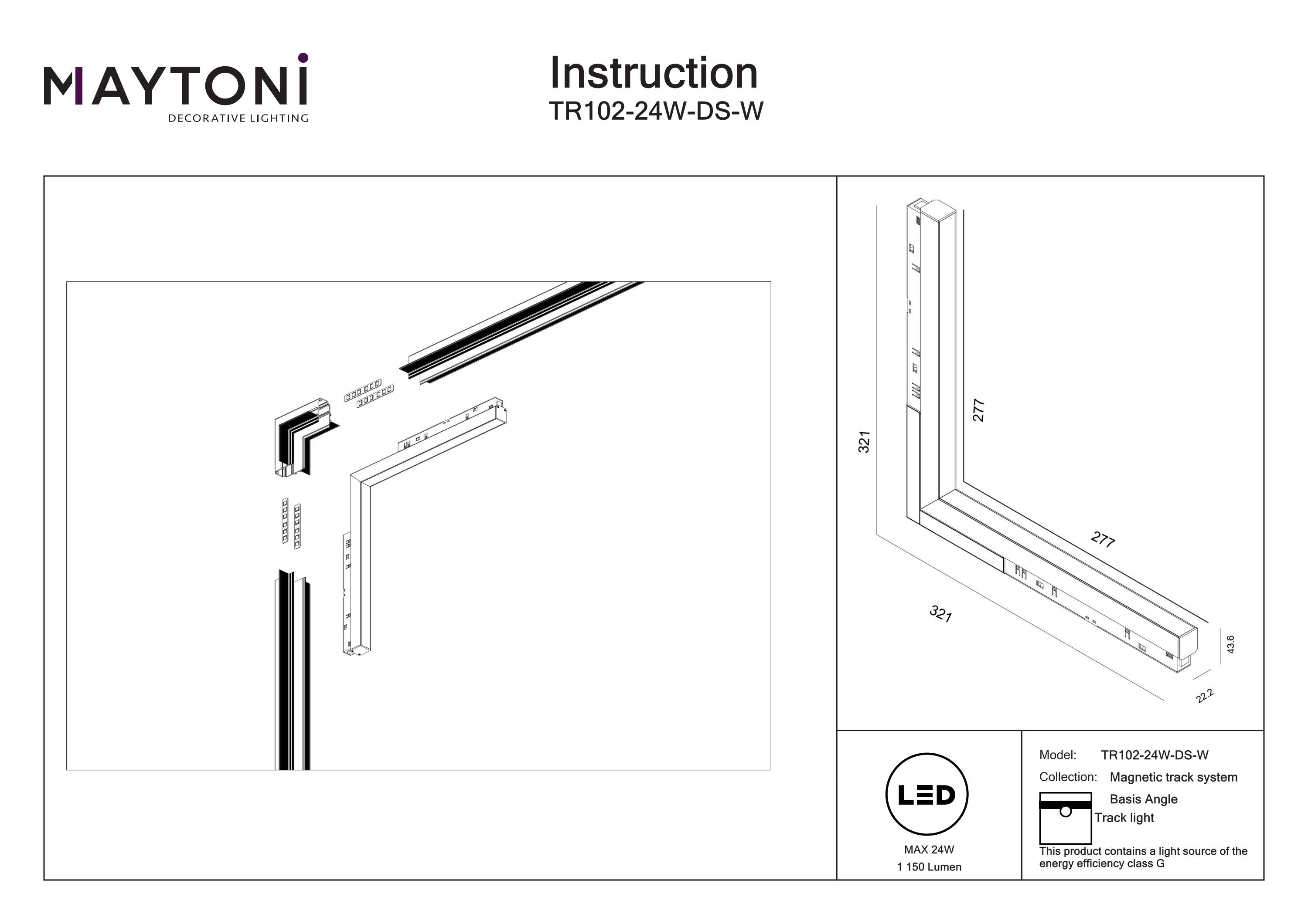 Track luminaire Basis Angle Exility 2700-6000K 24W 120° Dim Smart