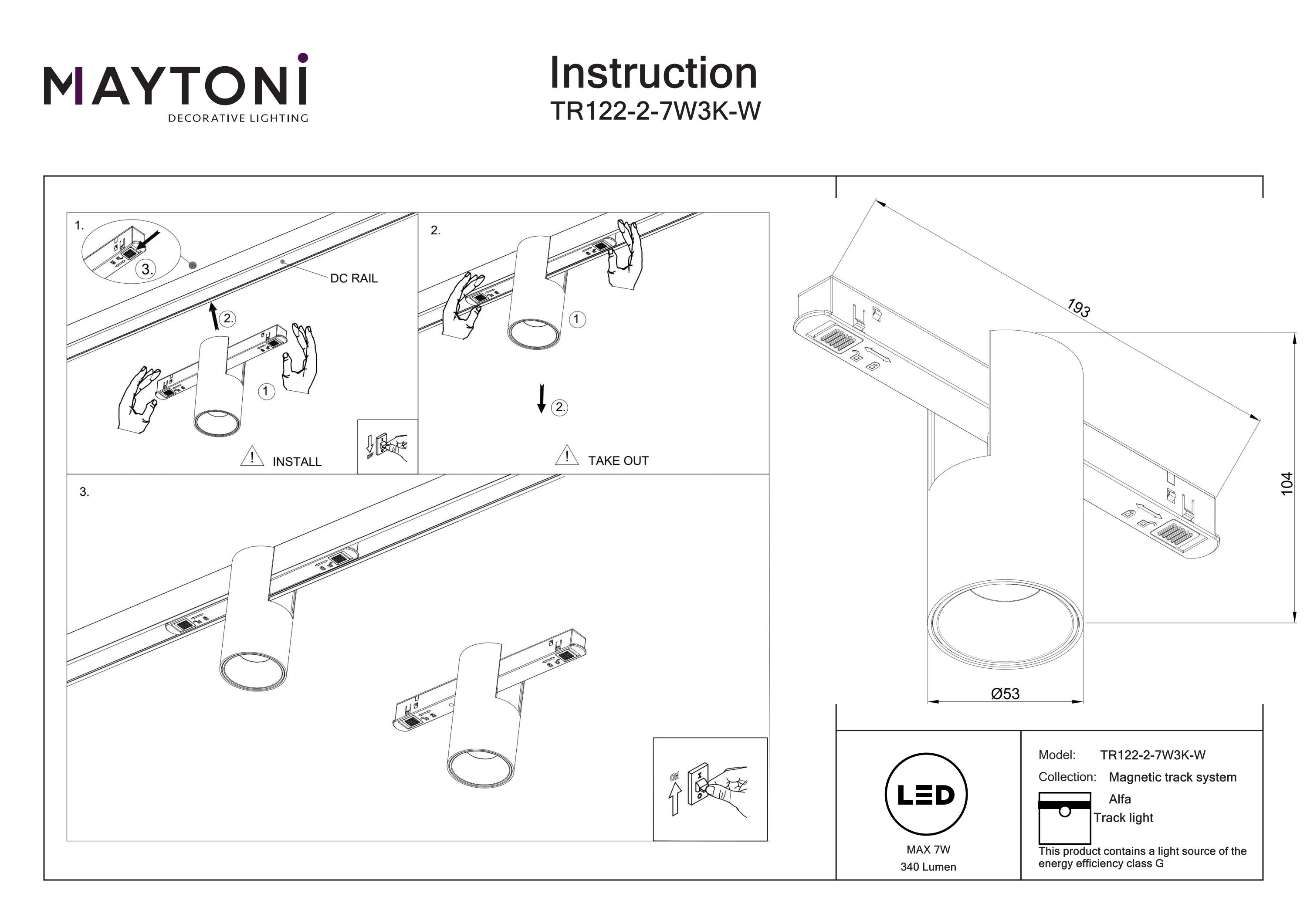 Track luminaire Alfa Exility 3000K 7W 50°
