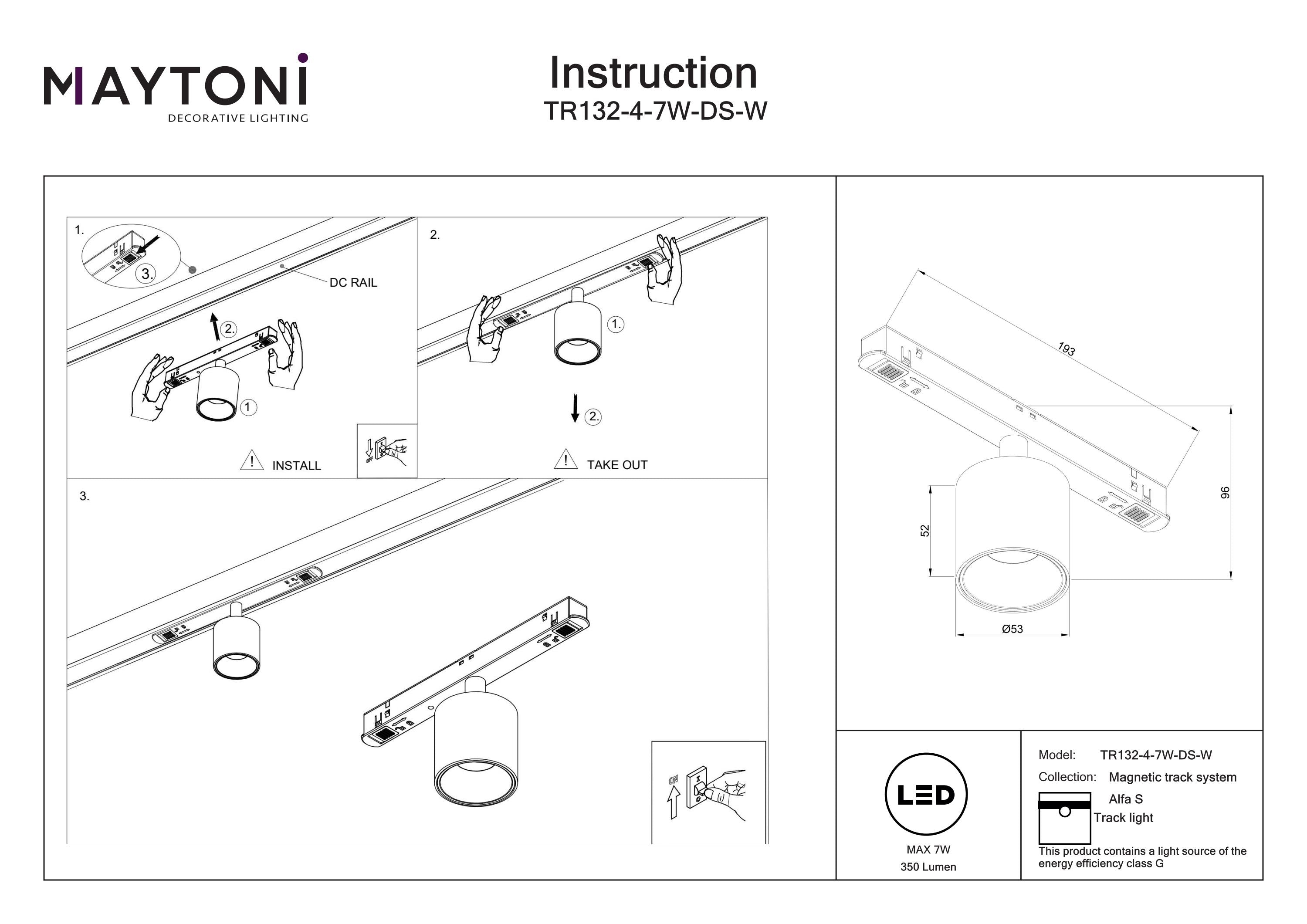 Track luminaire Alfa S Exility 2700-6000K 7W 50° Dim Smart