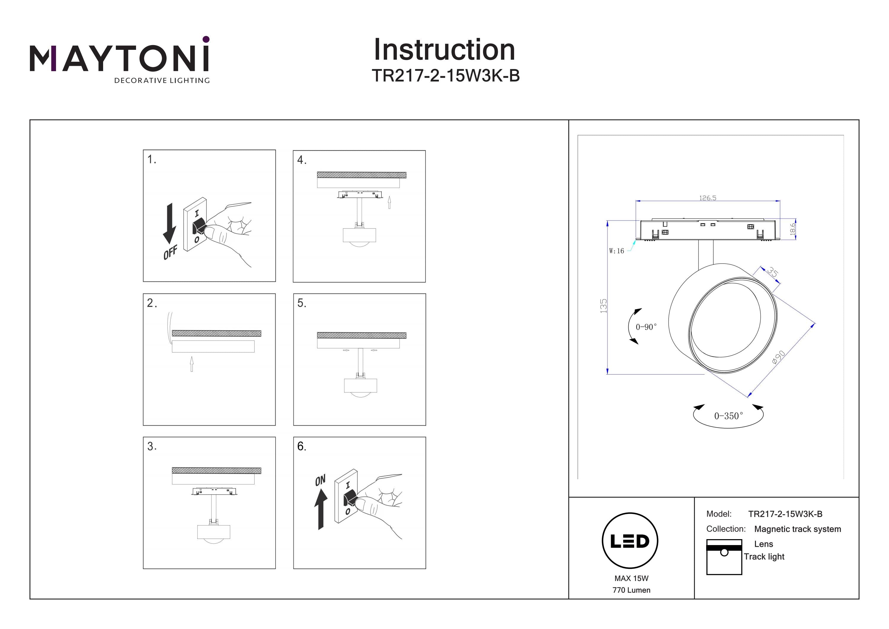 Track Lighting Lens Magnetic track system Exility 3000K 15W 70°