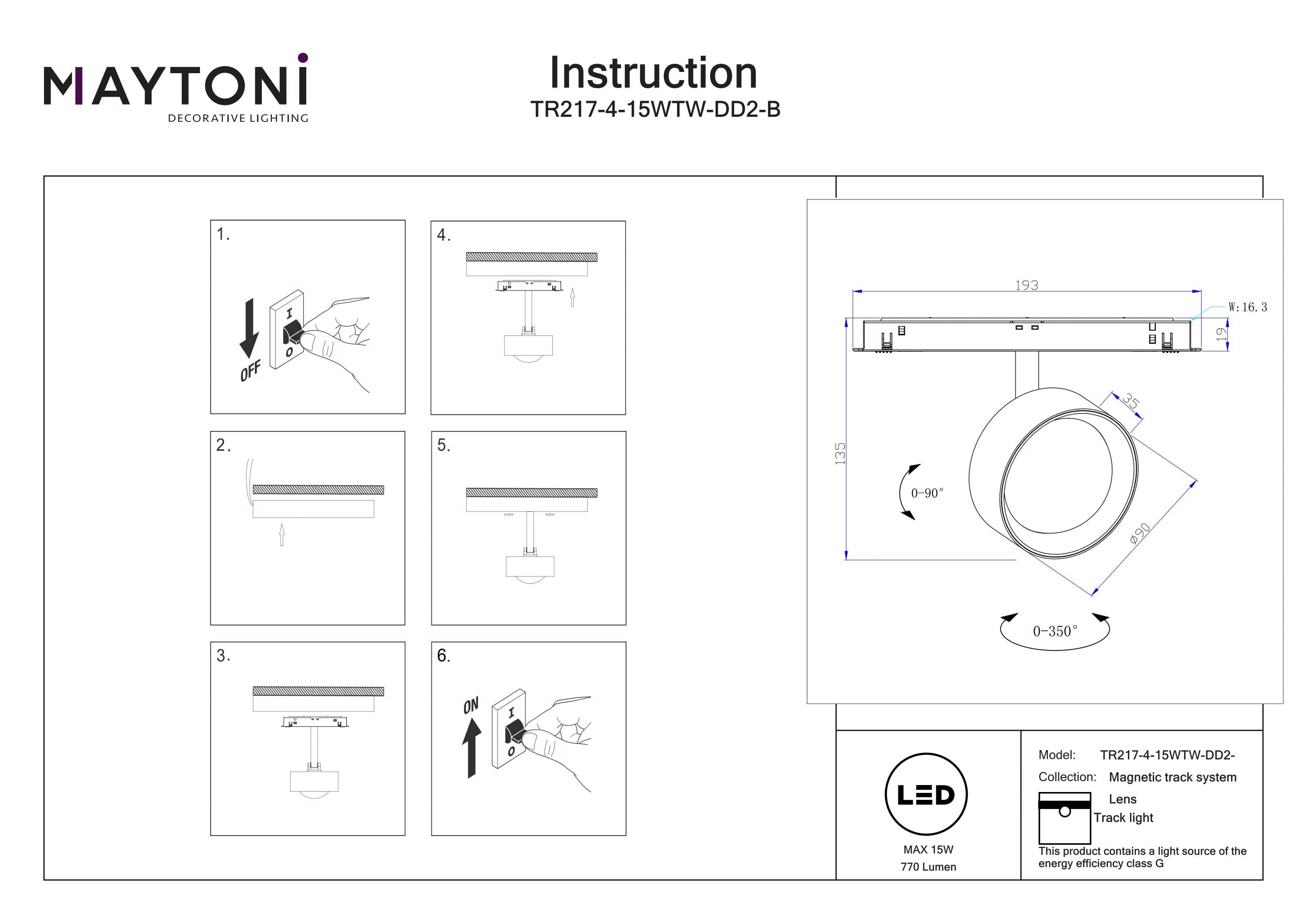 Track Lighting Lens Magnetic track system Exility 2700K-6000K 15W 70°