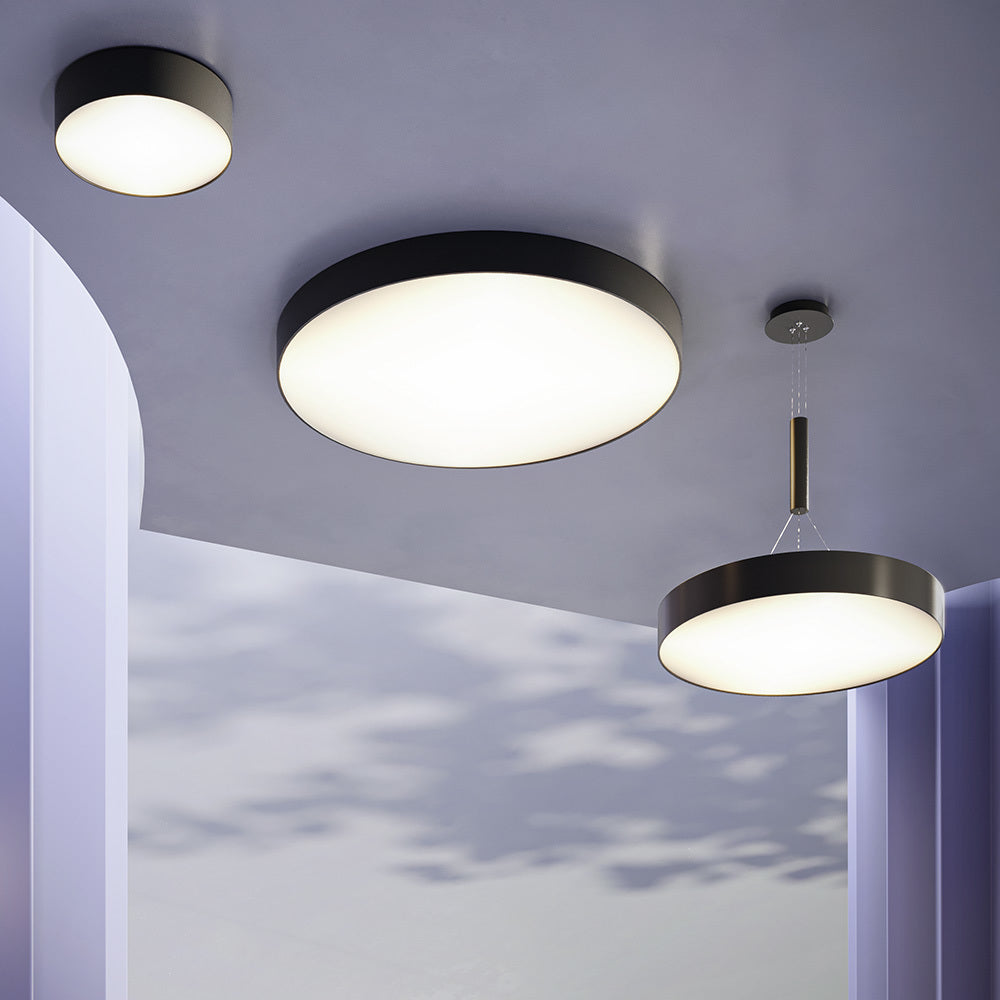 Zon LED Flush Ceiling Light - White/Black Finish