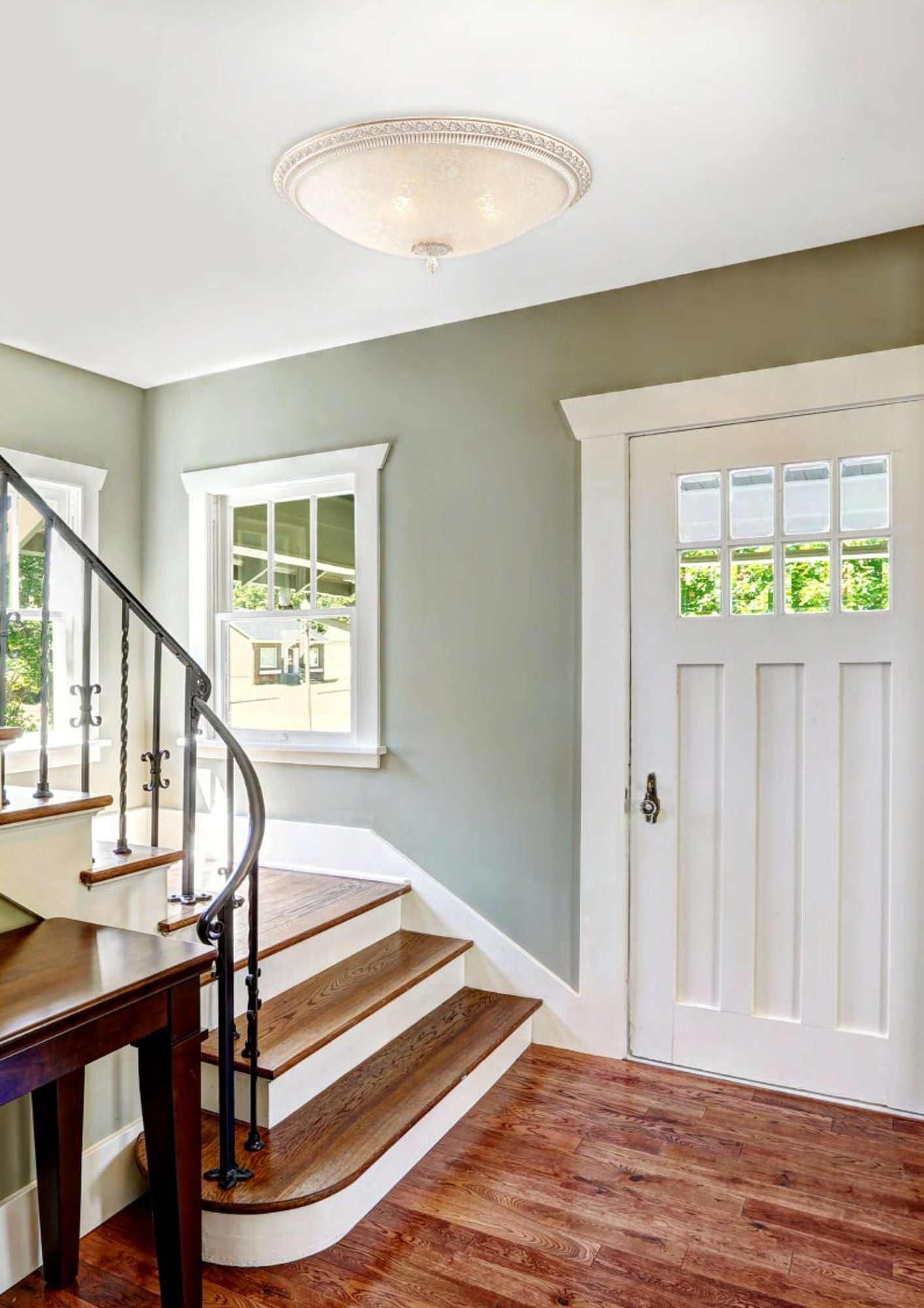 Pascal Flush Ceiling Light - White With Gold/Bronze Antique Finish