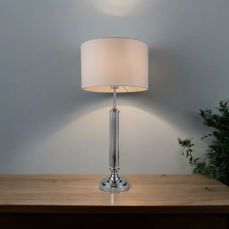 Julie Crystal Table Lamp- Antique Brass/ Polished Chrome Finishes