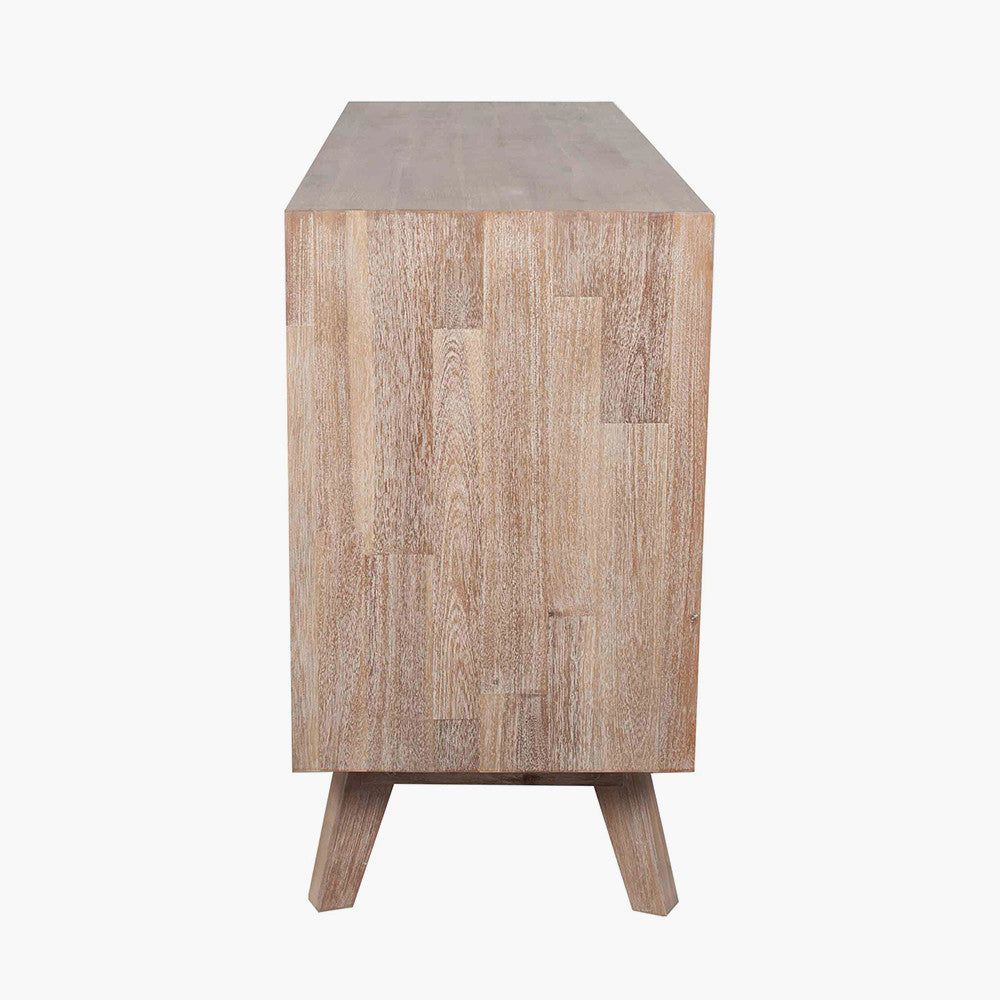 Kalmar Acacia Wood 3 Drawer 3 Door Sideboard - Sand Wash Finish