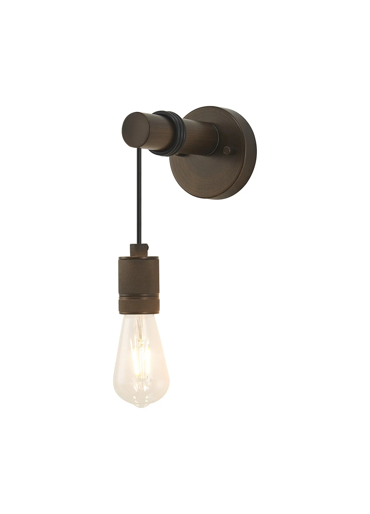 Kyoto Wall Light, Without Shade, 1 x E27- Painted Matt Bronze/ Pewter Finishes