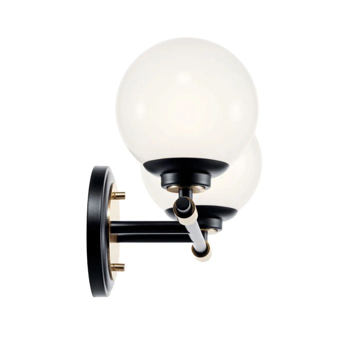 Benno 2 Lt Wall Light - Black & Champagne Bronze