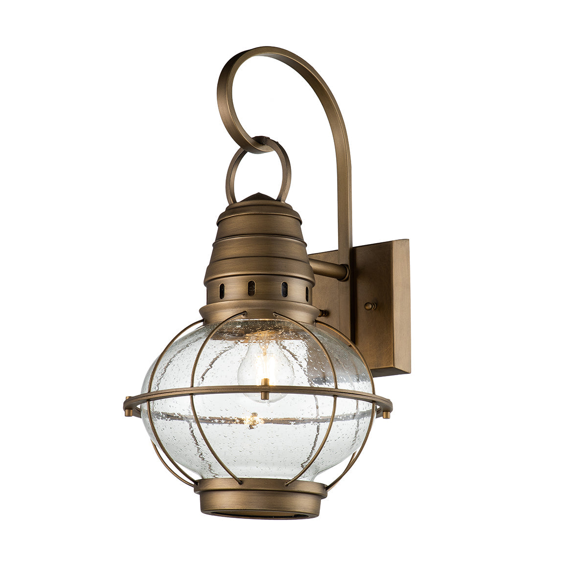 Bridge Point Large Wall Lantern - Natural Brass Finish