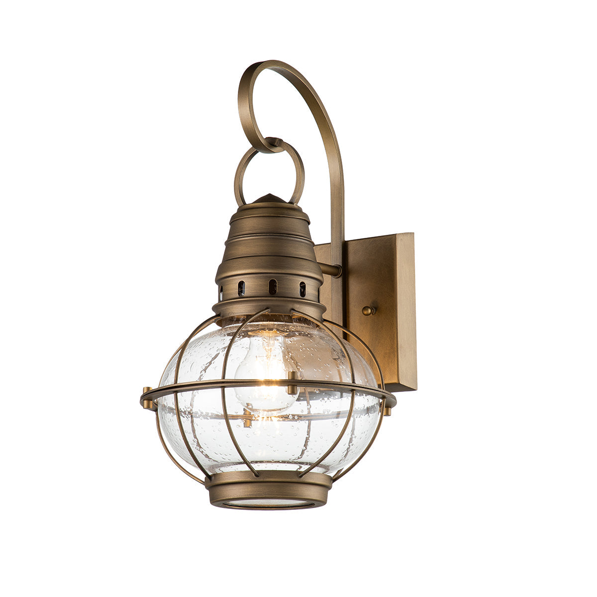 Bridge Point Medium Wall Lantern - Natural Brass Finish