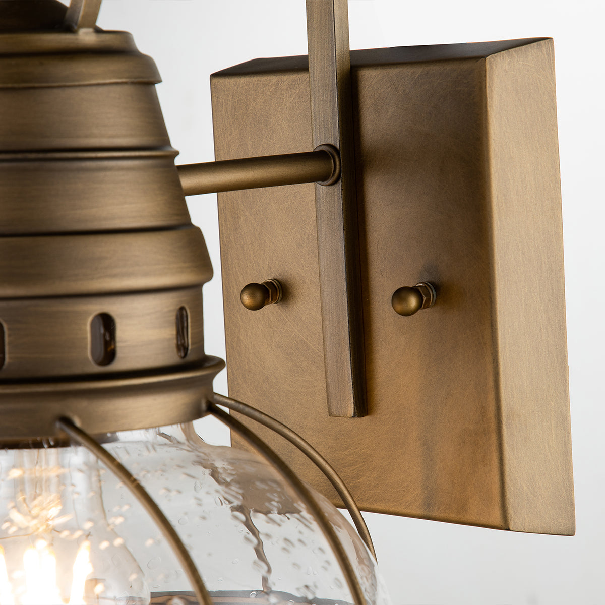 Bridge Point Medium Wall Lantern - Natural Brass Finish