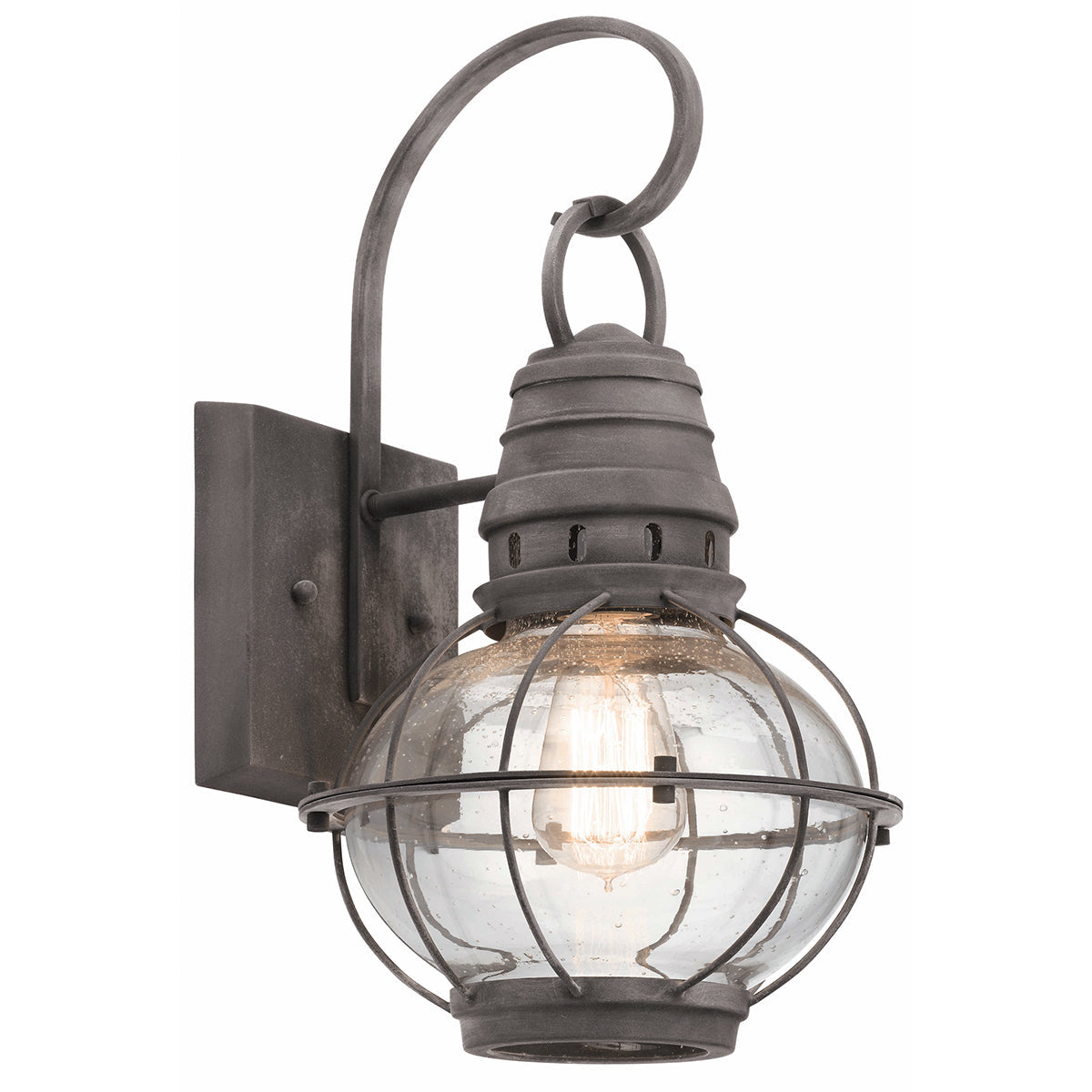 Bridge Point Medium Wall Lantern - Weathered Zinc Finish