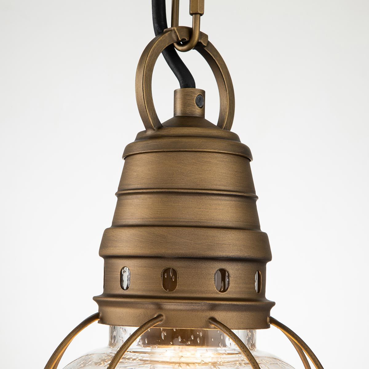 Bridge Point 1 Light Small Chain Lantern - Weathered Zinc/Natural Brass IP44 E27