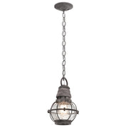 Bridge Point 1 Light Small Chain Lantern - Weathered Zinc/Natural Brass IP44 E27