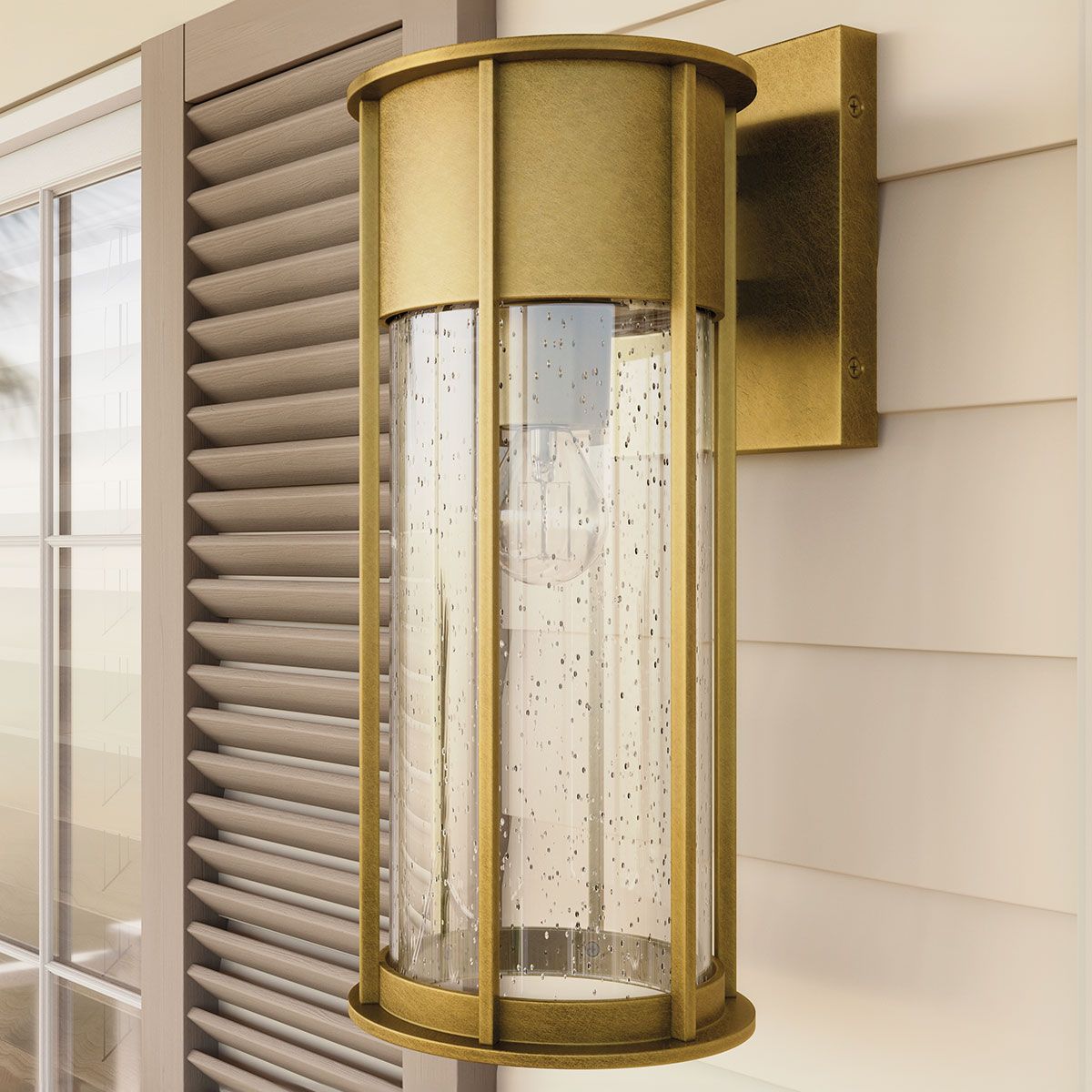 Camillo 1lt Medium Outdoor Wall Lantern - Painted Natural Brass/Black E27 IP44