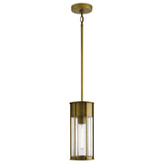 Camillo 1lt Outdoor Pendant - Painted Natural Brass/Textured Black IP44 E27