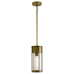 Camillo 1lt Outdoor Pendant - Painted Natural Brass/Textured Black IP44 E27