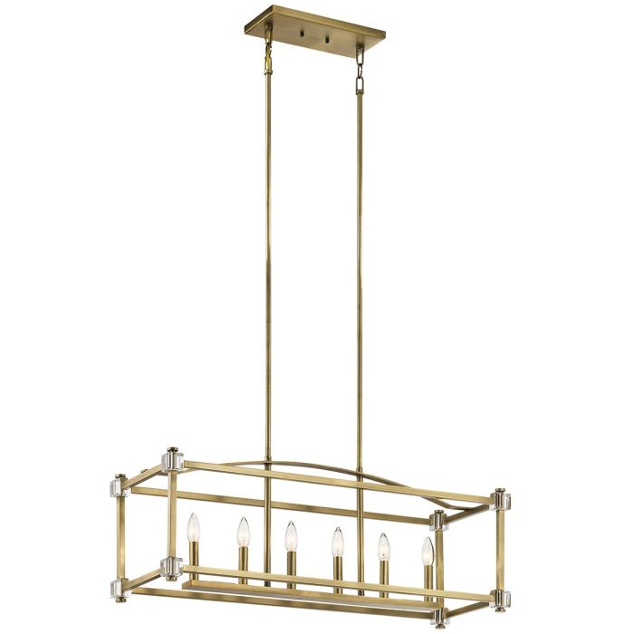 Cayden 6 Light Linear Chandelier - Natural Brass
