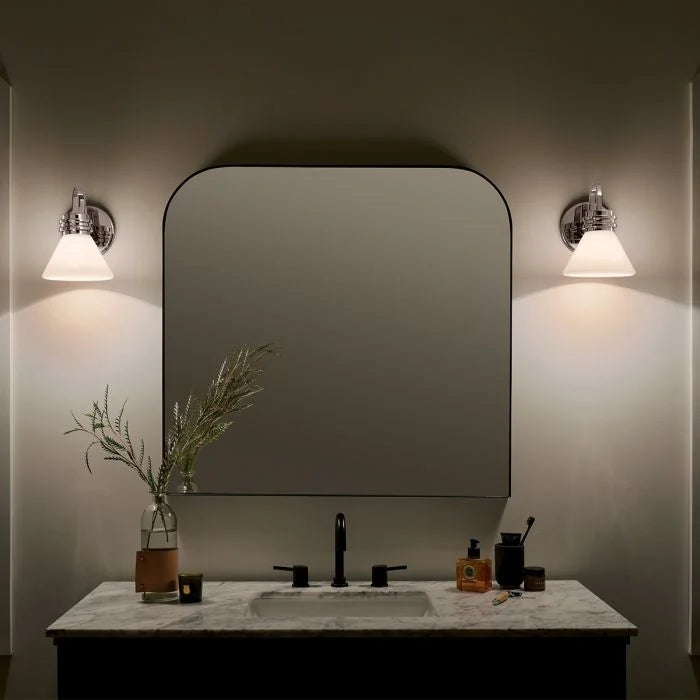 Kichler Farum 1 lt Wall Light IP44- Champagne Bronze/  Polished Chrome/ Black