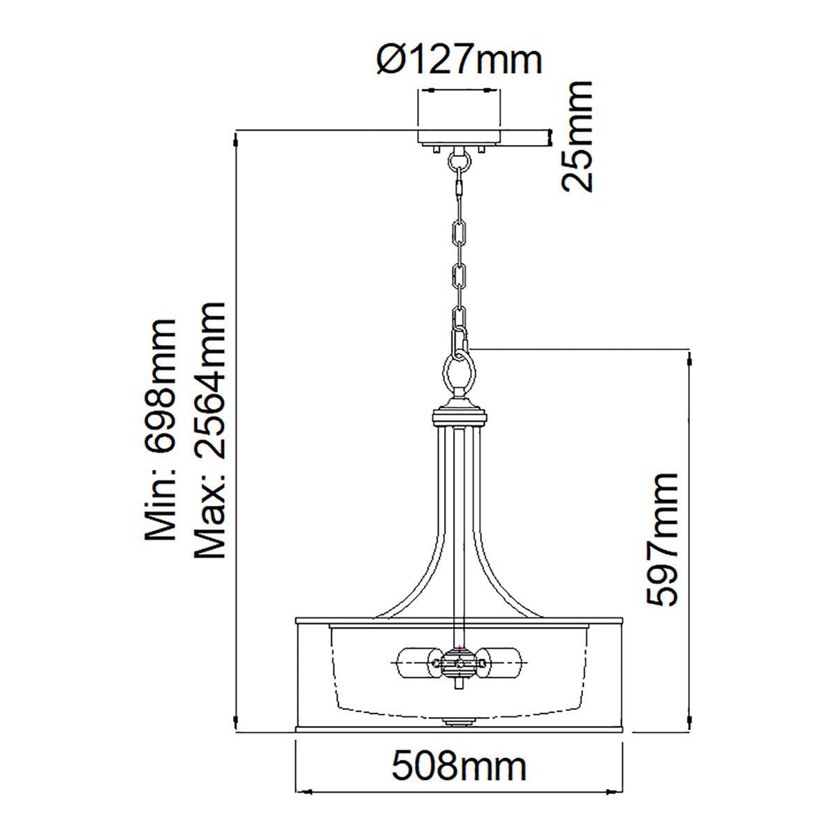 Lacey 4 Light Large Pendant - Antique Pewter/Mission Bronze E27